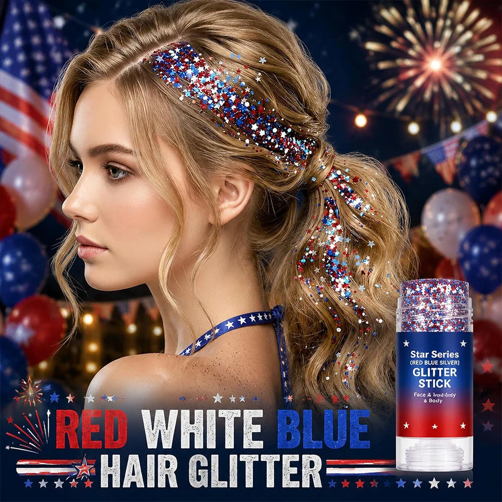 Patriotic Body Glitter Stick Independence Day Party Makeup Decor