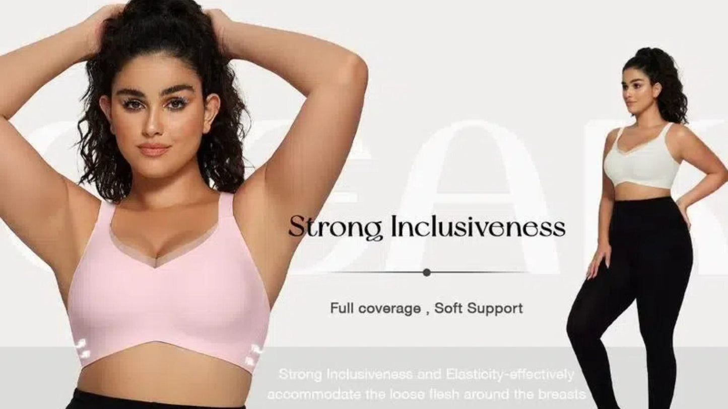 🏆Summer Promotion🔥 Women's Wireless V-Neck Crossover Mesh Seamless Push-Up Bra