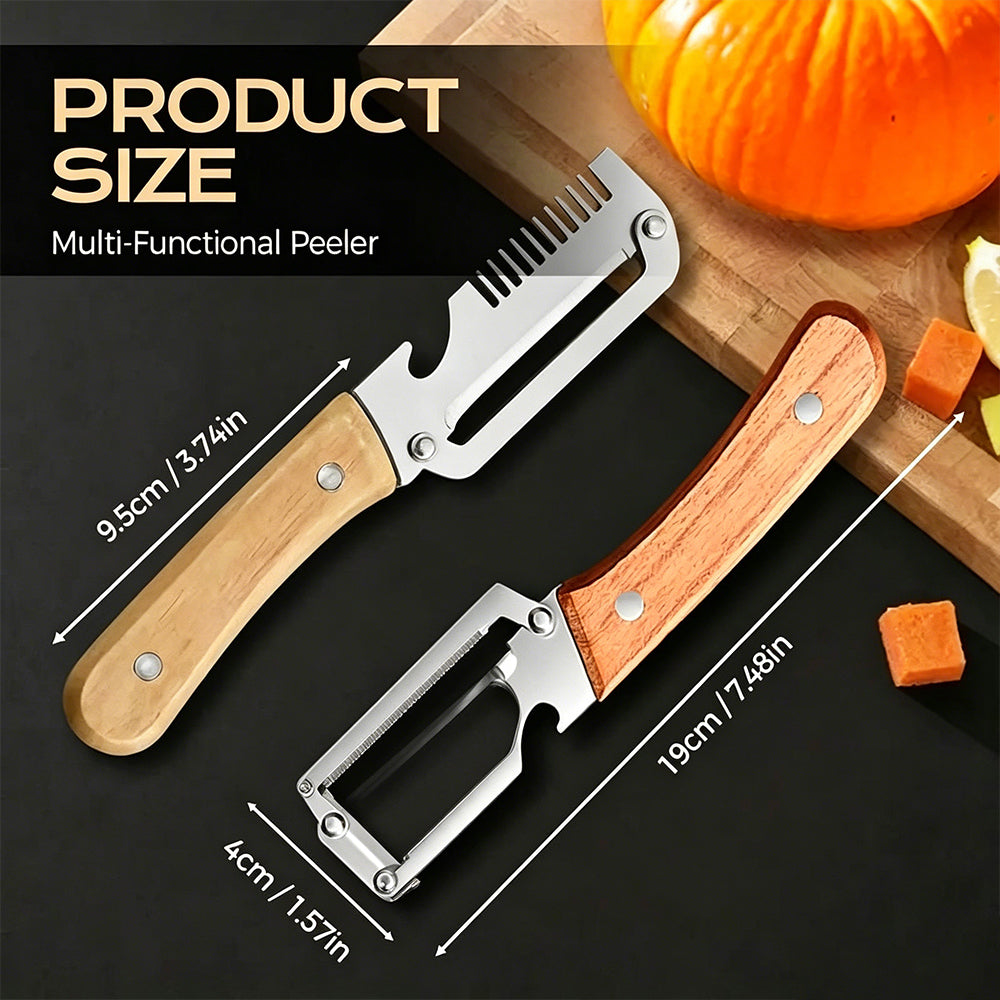 Wooden Handle Peeler with Bottle Opener(2-piece set)