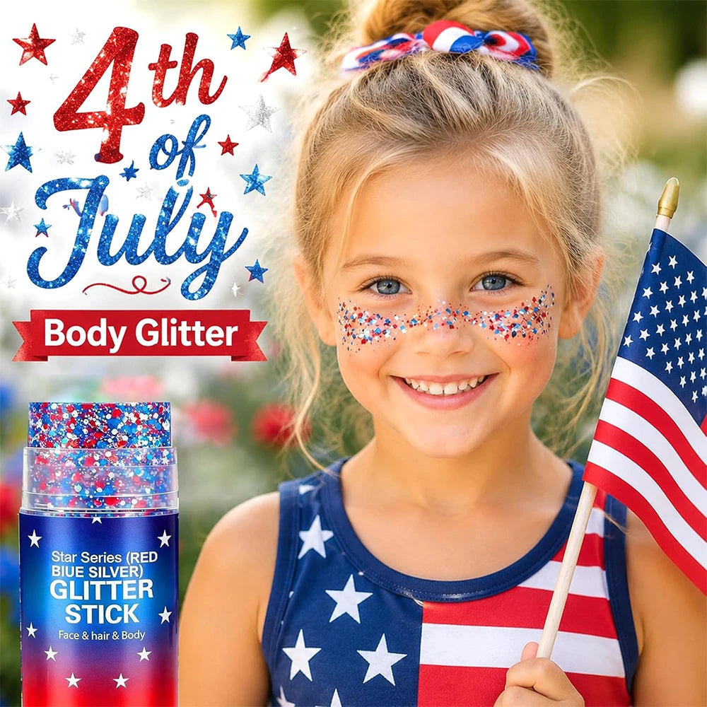 Patriotic Body Glitter Stick Independence Day Party Makeup Decor