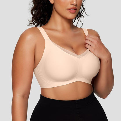 🏆Summer Promotion🔥 Women's Wireless V-Neck Crossover Mesh Seamless Push-Up Bra