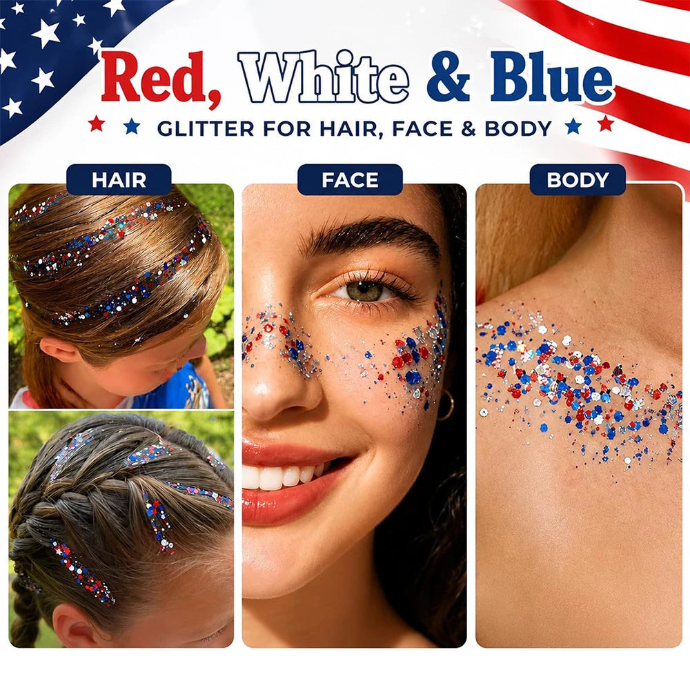 Patriotic Body Glitter Stick Independence Day Party Makeup Decor