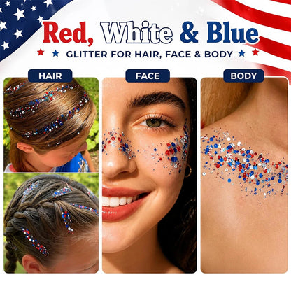 Patriotic Body Glitter Stick Independence Day Party Makeup Decor