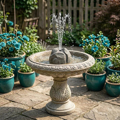 🐦⛲Realistic Granite Solar Bird Bath Fountain | Cordless Stone Decor