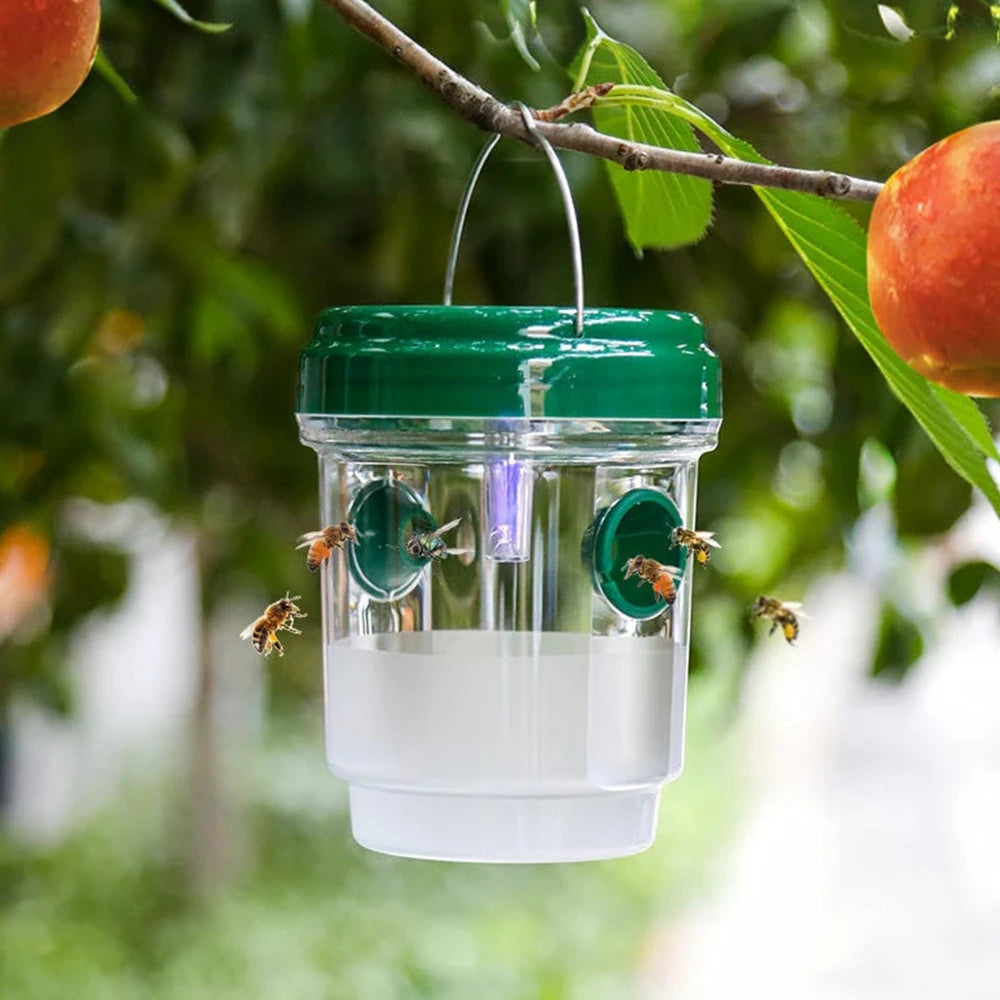 Solar Powered Hanging Wasp Trap | Outdoor LED Bug & Hornet Catcher