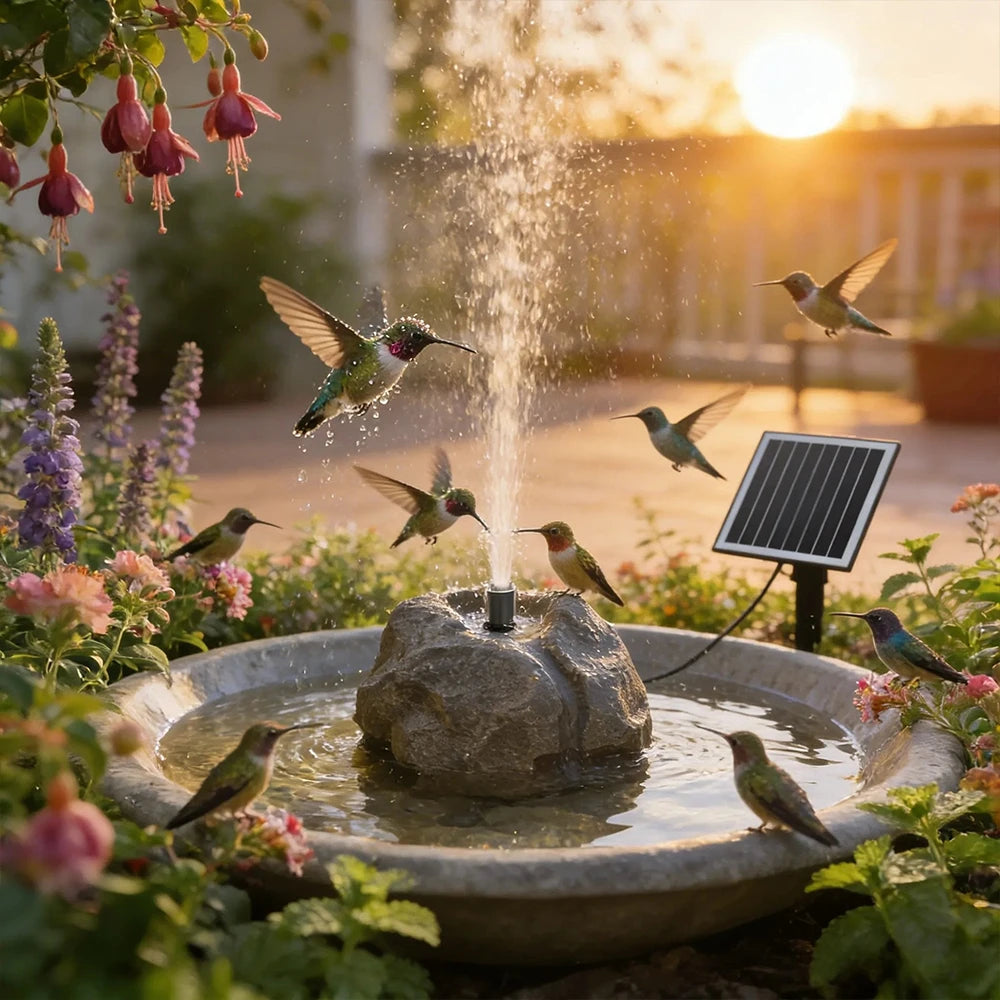 🐦⛲Realistic Granite Solar Bird Bath Fountain | Cordless Stone Decor