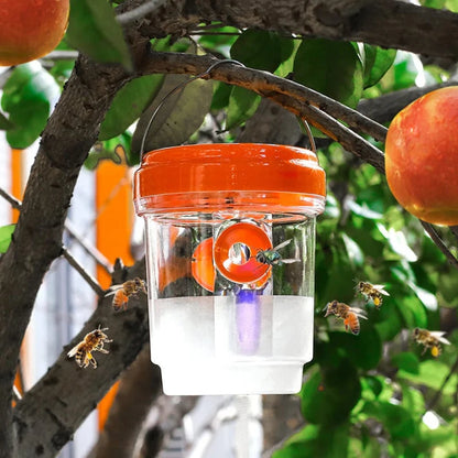 Solar Powered Hanging Wasp Trap | Outdoor LED Bug & Hornet Catcher