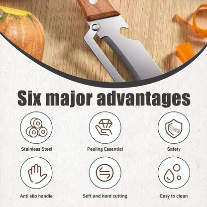 Wooden Handle Peeler with Bottle Opener(2-piece set)