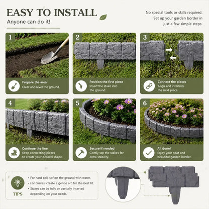 DIY Faux Stone Garden Border Fence