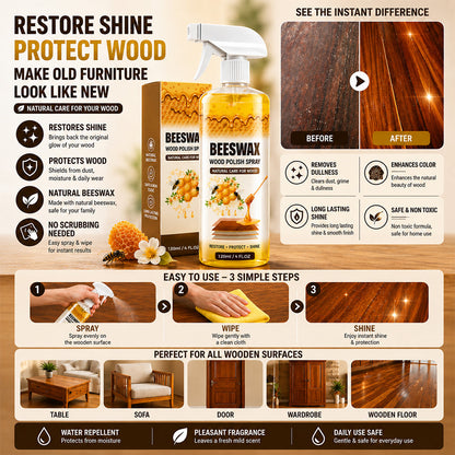🏠Beeswax Wood Polish Spray Restore Shine Protect Furniture