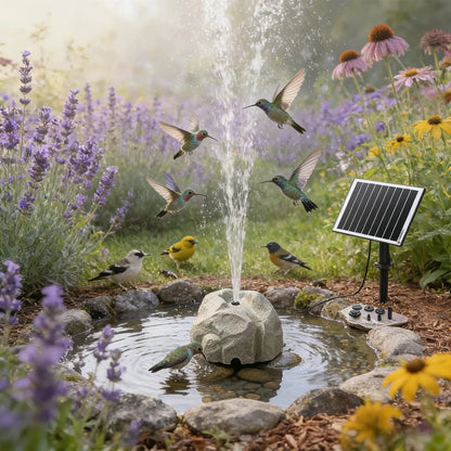 🐦⛲Realistic Granite Solar Bird Bath Fountain | Cordless Stone Decor