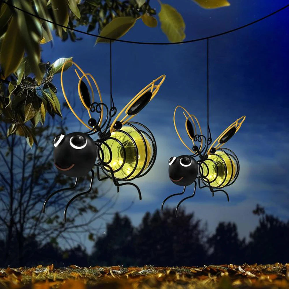 Outdoor Hanging Solar Bee Light Adds Charming Garden Glow Day and Night Includes 3 Pieces Perfect for Gifting