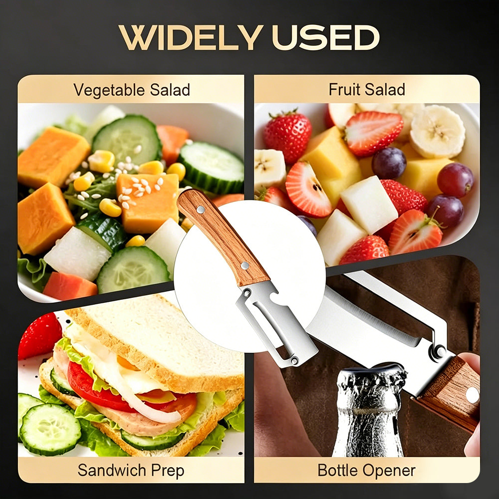 Wooden Handle Peeler with Bottle Opener(2-piece set)