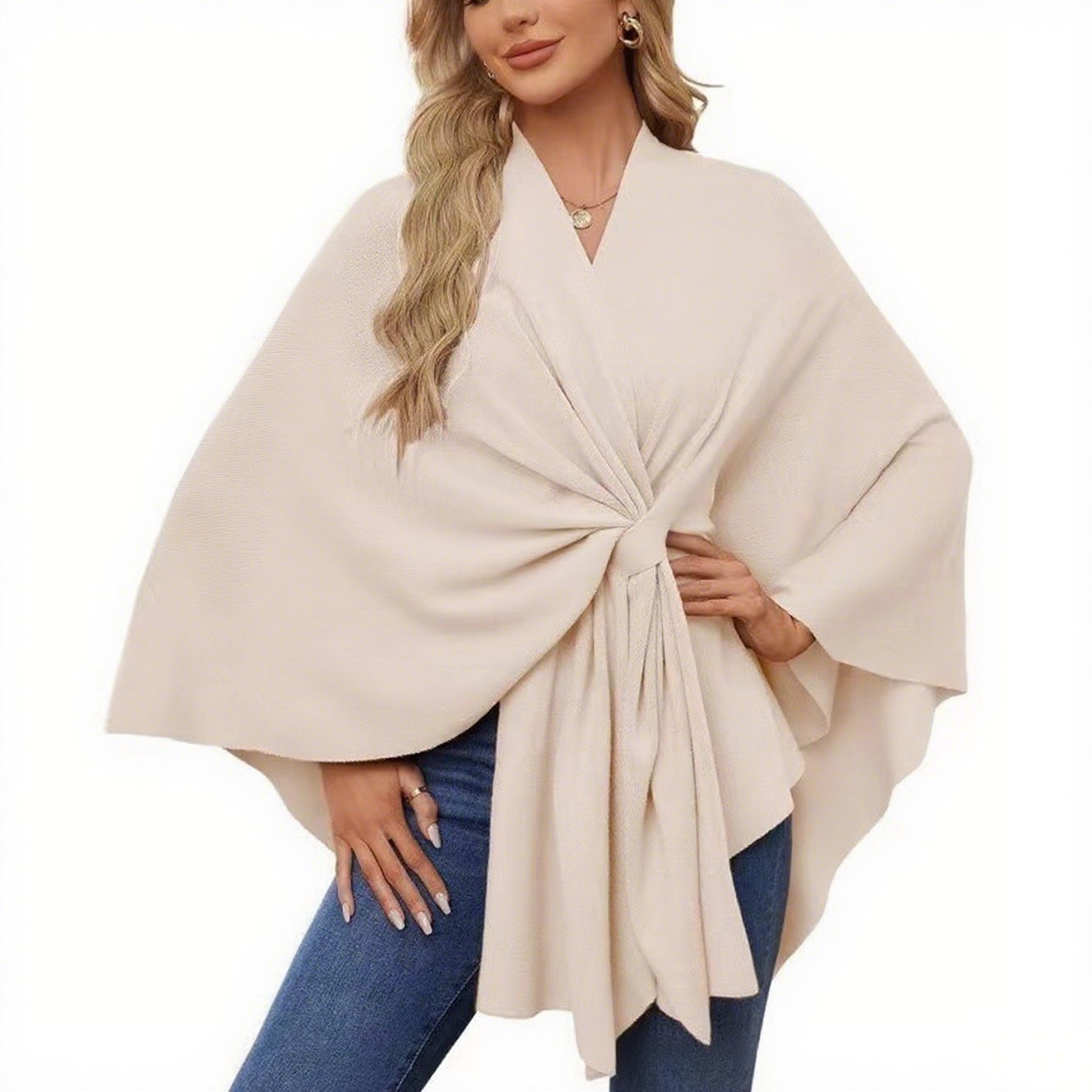 Elegant Solid Color Cape Shawl