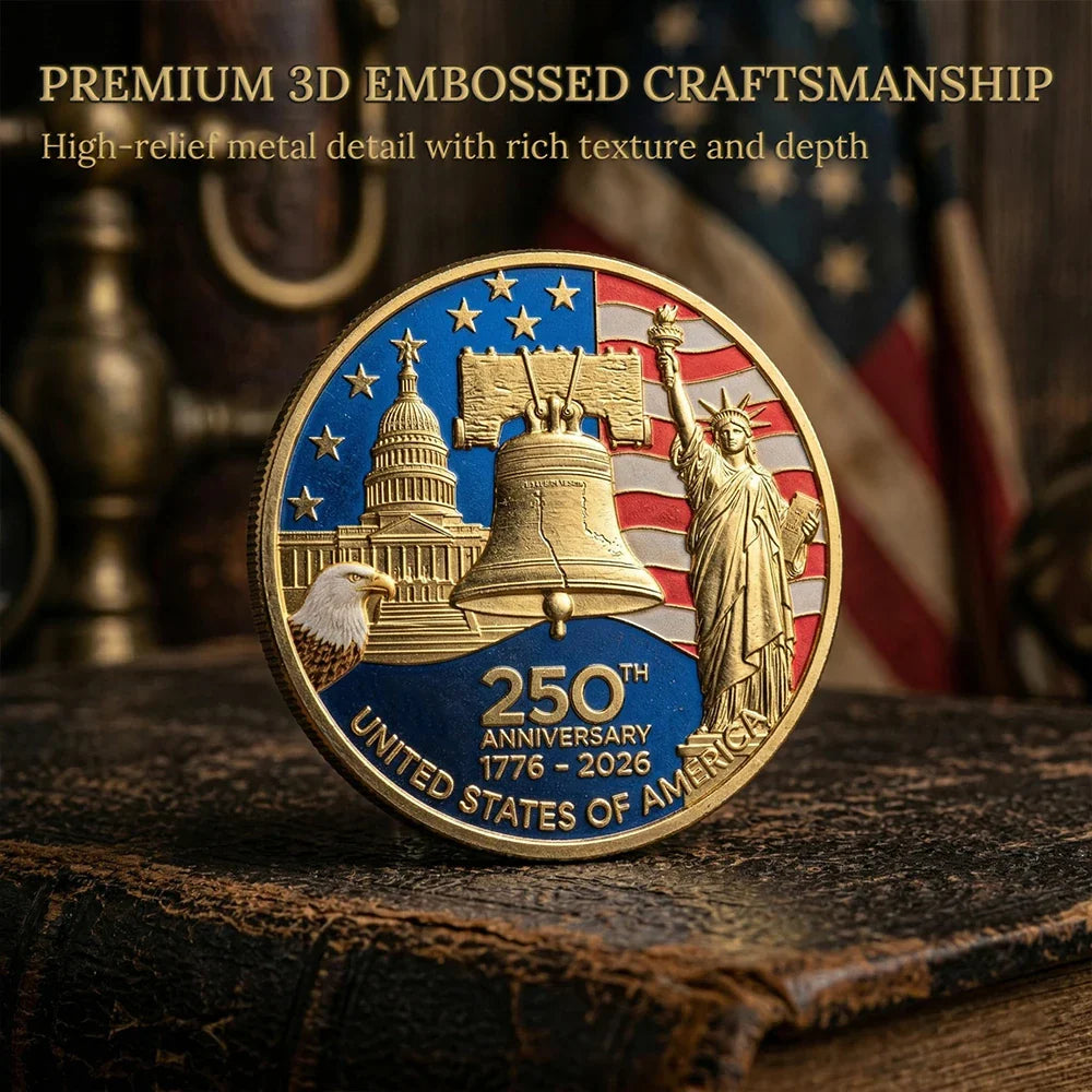 America 250th anniversary 3D embossed coin