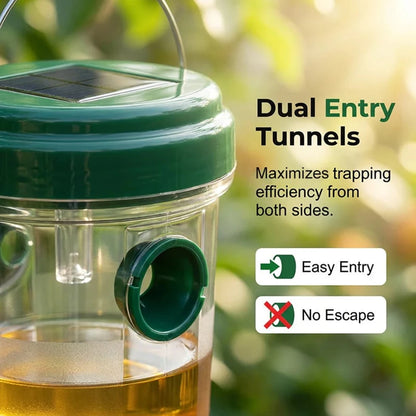 Solar Powered Hanging Wasp Trap | Outdoor LED Bug & Hornet Catcher