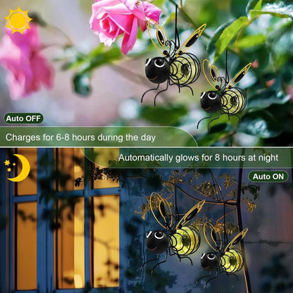 Outdoor Hanging Solar Bee Light Adds Charming Garden Glow Day and Night Includes 3 Pieces Perfect for Gifting