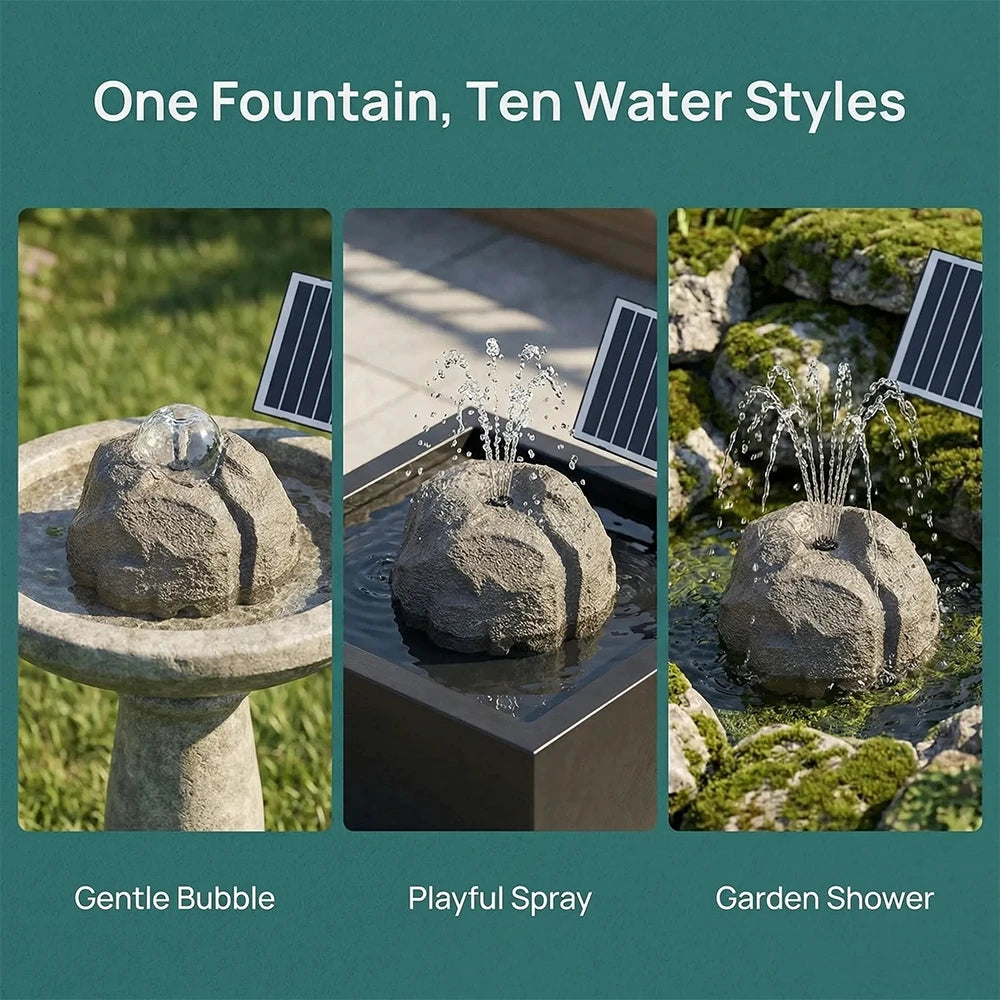 🐦⛲Realistic Granite Solar Bird Bath Fountain | Cordless Stone Decor