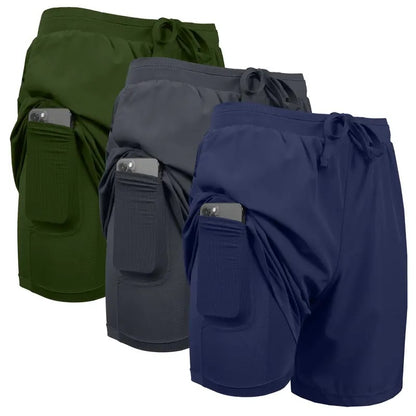 🔥Hot Sale 49%🔥 3-Pack Men's 2 in 1 Stretch Active Quick Dry Gym Running Shorts With Liner