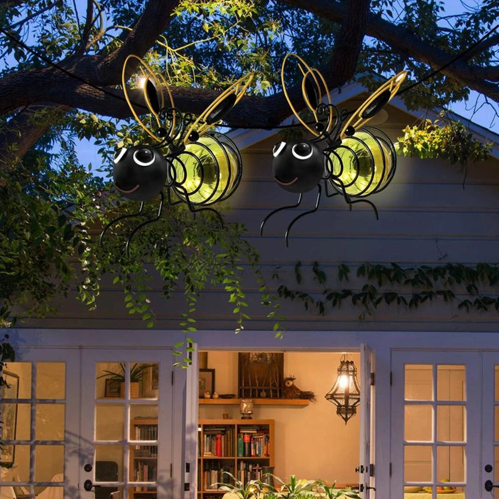 Outdoor Hanging Solar Bee Light Adds Charming Garden Glow Day and Night Includes 3 Pieces Perfect for Gifting