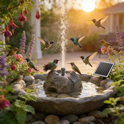 🐦⛲Realistic Granite Solar Bird Bath Fountain | Cordless Stone Decor