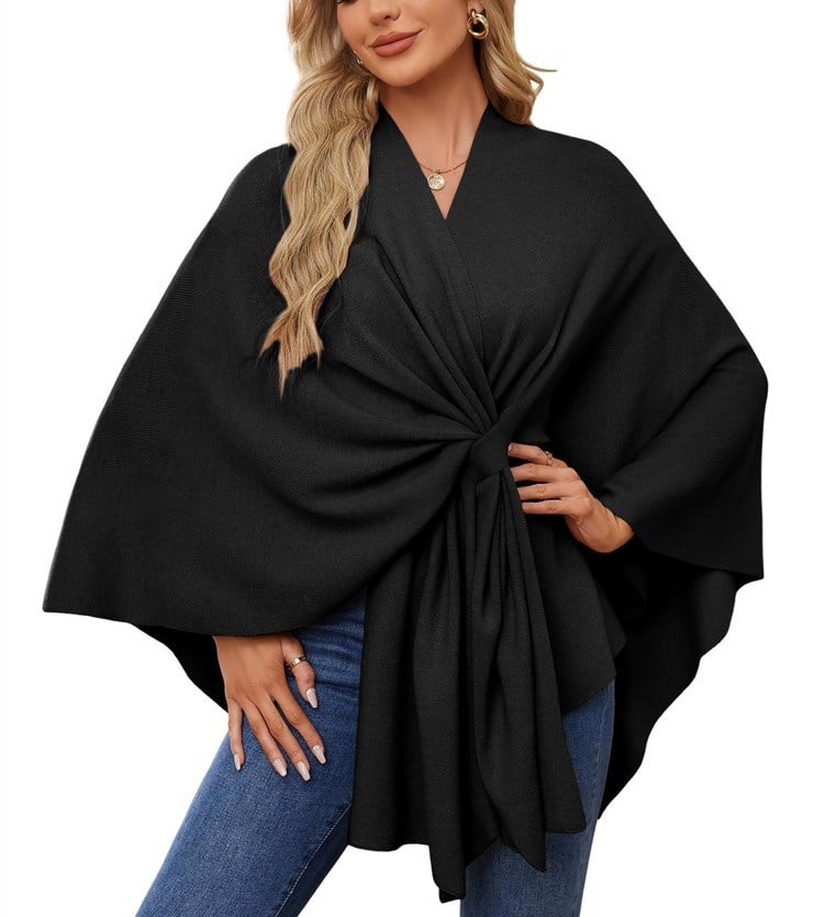 Elegant Solid Color Cape Shawl