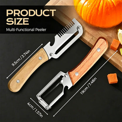 Wooden Handle Peeler with Bottle Opener(2-piece set)