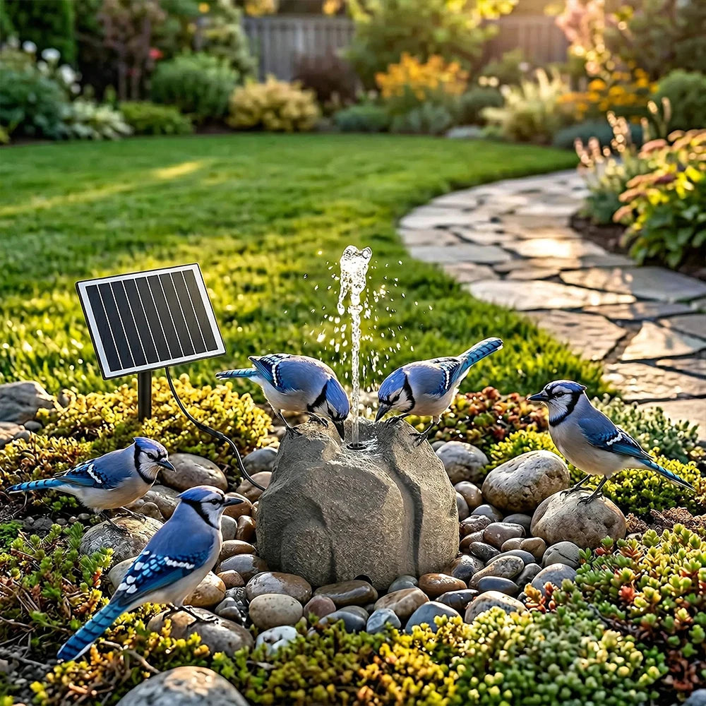 🐦⛲Realistic Granite Solar Bird Bath Fountain | Cordless Stone Decor