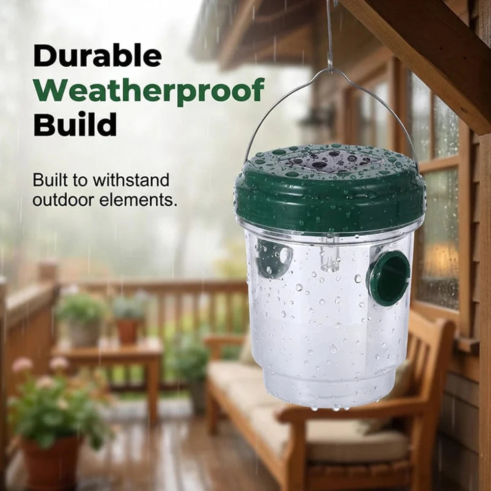 Solar Powered Hanging Wasp Trap | Outdoor LED Bug & Hornet Catcher
