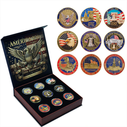 ✨9PCS USA 250th Anniversary Commemorative Coin Gift Set