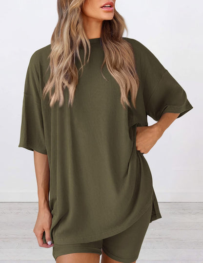 🍧Summer Hot Sale💞2025 Women's Summer Casual Loose Two-Piece Casual Suit