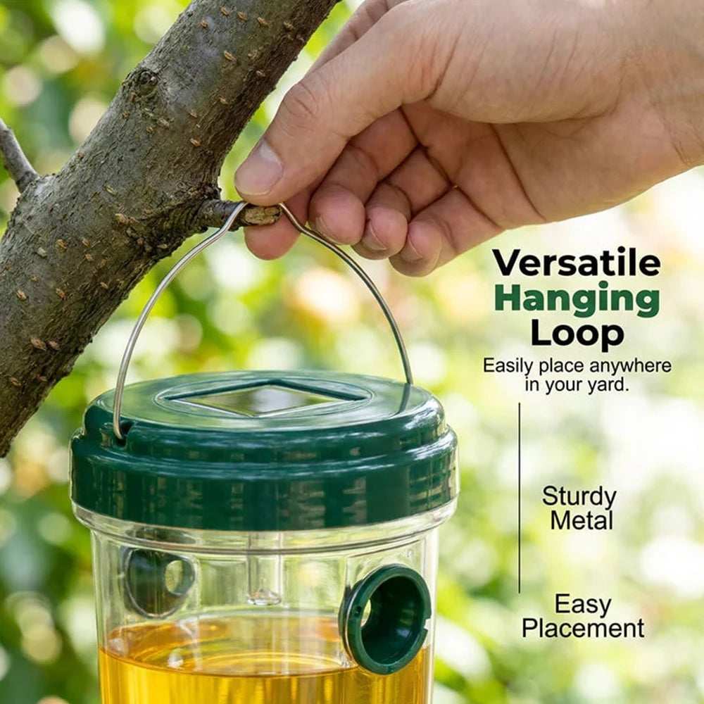 Solar Powered Hanging Wasp Trap | Outdoor LED Bug & Hornet Catcher
