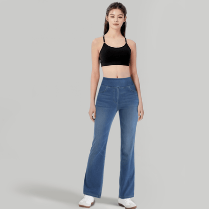 High Waisted Pockets Washed Casual Bootcut Jeans
