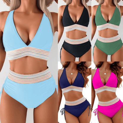 💖Summer Promotion 49% OFF💃2025 High Waisted Tummy Control Colour Block Bikini Sets