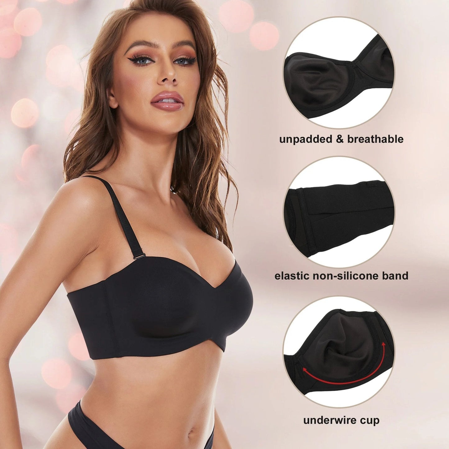 🏆Summer Promotion - 49% OFF🔥Full Support Non-Slip Convertible Bandeau Bra