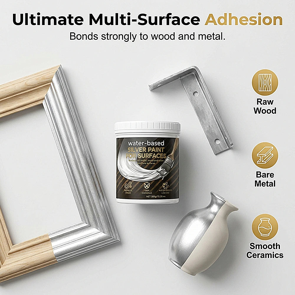 Water-Based Silver Paint for Metal & Wood