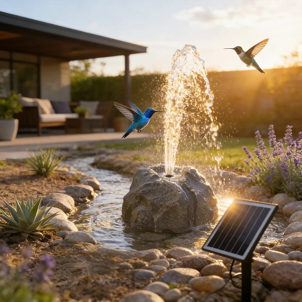 🐦⛲Realistic Granite Solar Bird Bath Fountain | Cordless Stone Decor