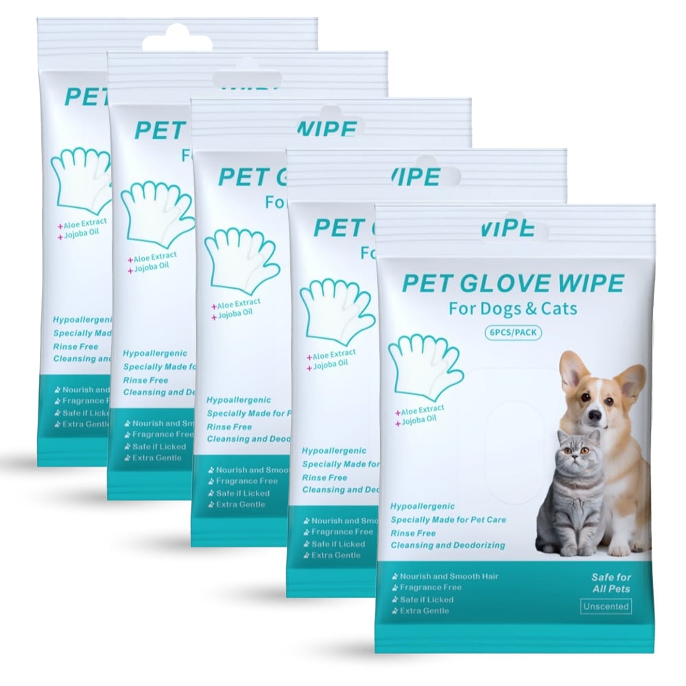 🔥Last Day Sale 49% OFF🔥Rinse-Free Dog Shampoo Mitts – Hypoallergenic Pet Bath Wipes, 6 Packs