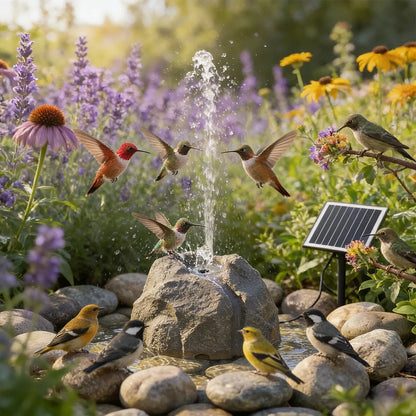 🐦⛲Realistic Granite Solar Bird Bath Fountain | Cordless Stone Decor