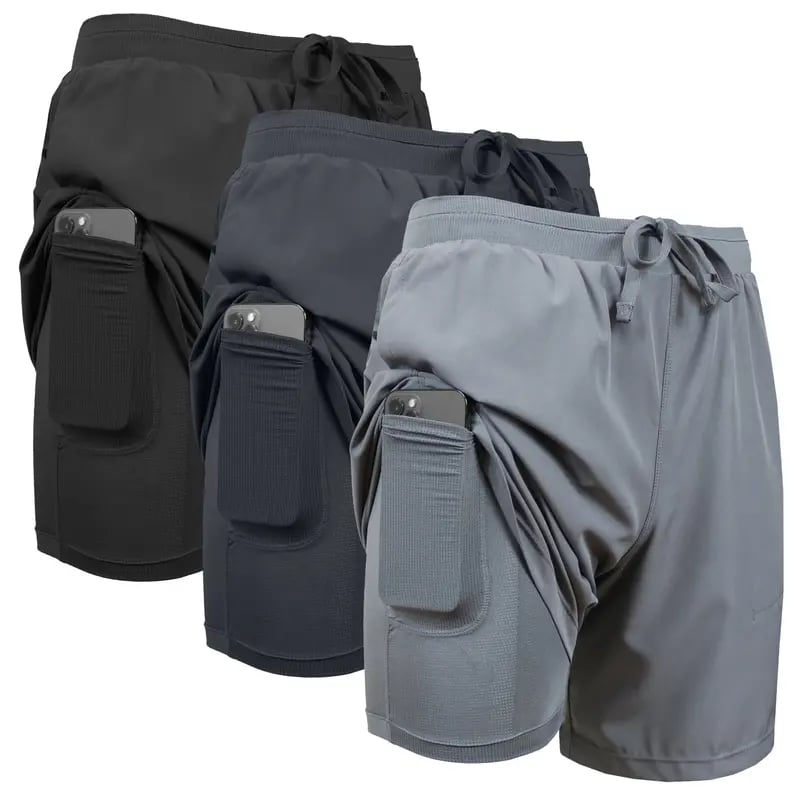 🔥Hot Sale 49%🔥 3-Pack Men's 2 in 1 Stretch Active Quick Dry Gym Running Shorts With Liner