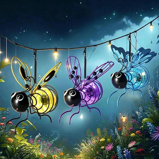 Outdoor Hanging Solar Bee Light Adds Charming Garden Glow Day and Night Includes 3 Pieces Perfect for Gifting