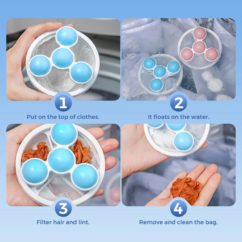 Floating Lint Mesh Bag Reusable Hair Lint Catcher Washing Machine Drain