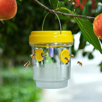 Solar Powered Hanging Wasp Trap | Outdoor LED Bug & Hornet Catcher
