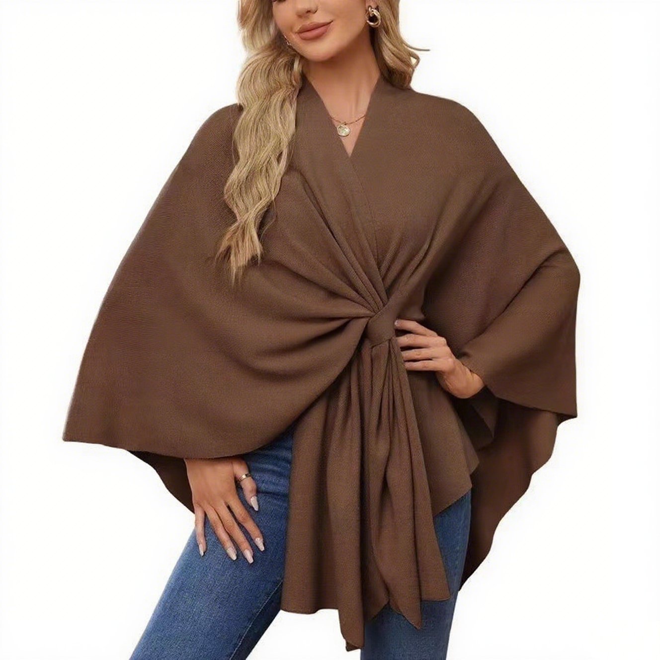 Elegant Solid Color Cape Shawl