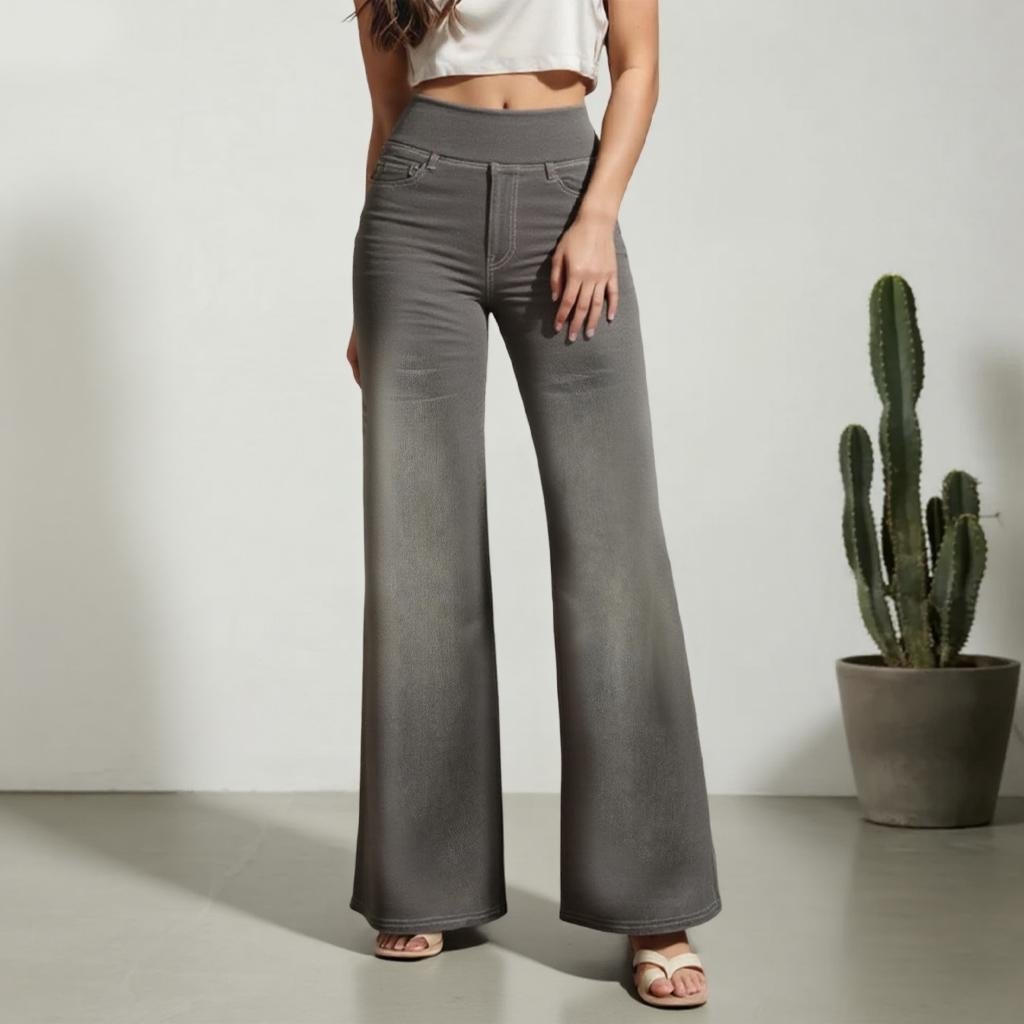 🏆LAST DAY SALE 49% OFF - Women's High-Waisted Washed Baggy Wide-Leg Stretchy Knit Jeans with Multiple Pockets – Comfortable Casual Denim