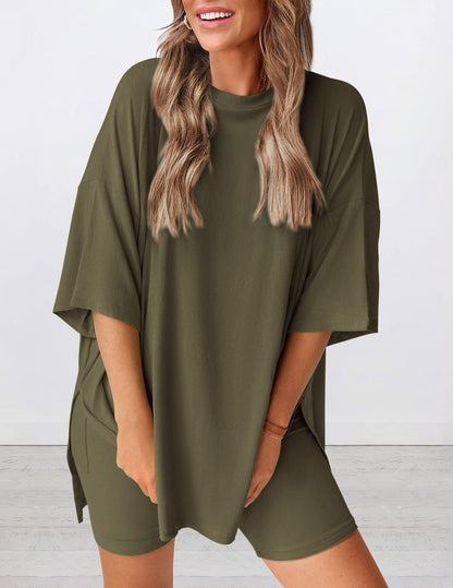 🍧Summer Hot Sale💞2025 Women's Summer Casual Loose Two-Piece Casual Suit