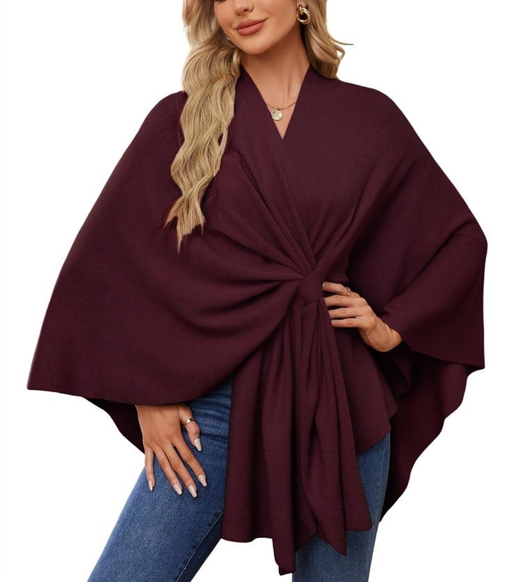 Elegant Solid Color Cape Shawl