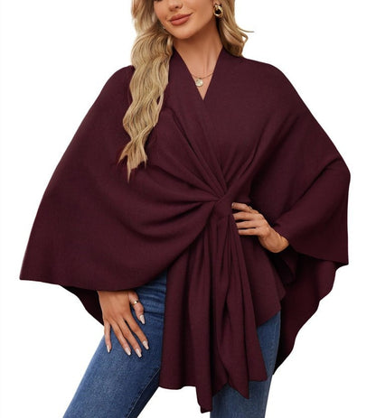 Elegant Solid Color Cape Shawl