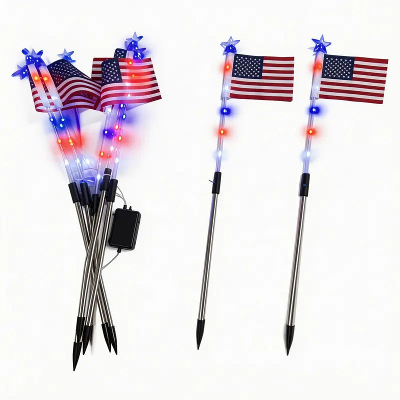 8-Piece Flag Light Set-Ideal for Independence Day Pathways, Gardens, and Yard Decor