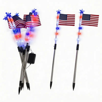 8-Piece Flag Light Set-Ideal for Independence Day Pathways, Gardens, and Yard Decor